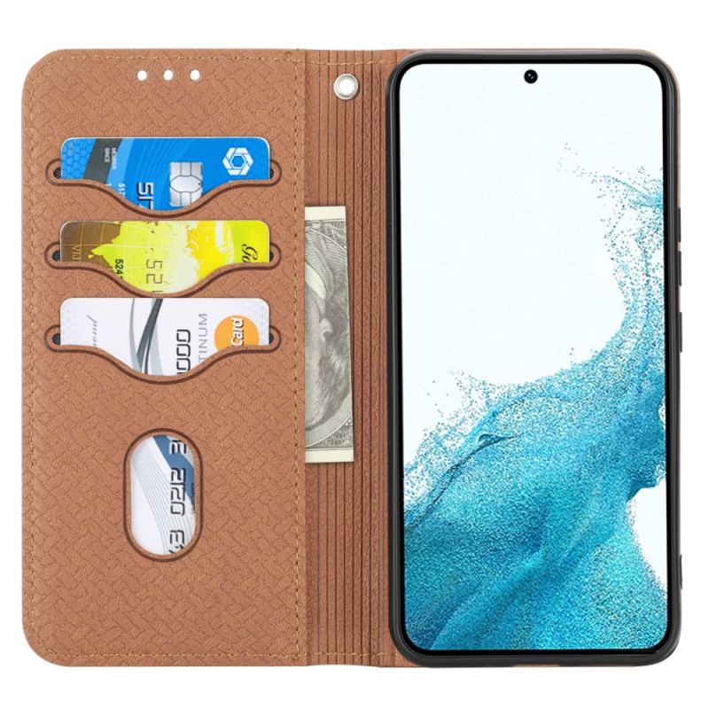 Skórzany Futerał Samsung Galaxy A55 5g Etui Na Telefon Tkana Tekstura Z Paskiem