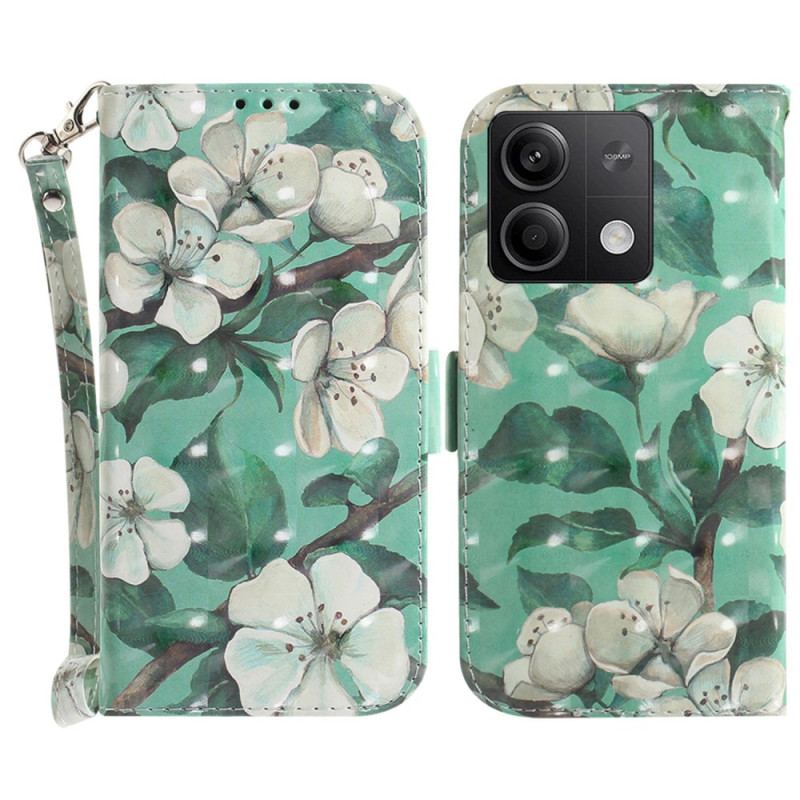 Etui Folio Do Xiaomi Redmi Note 13 5g Akwarela Kwiaty Z Paskiem