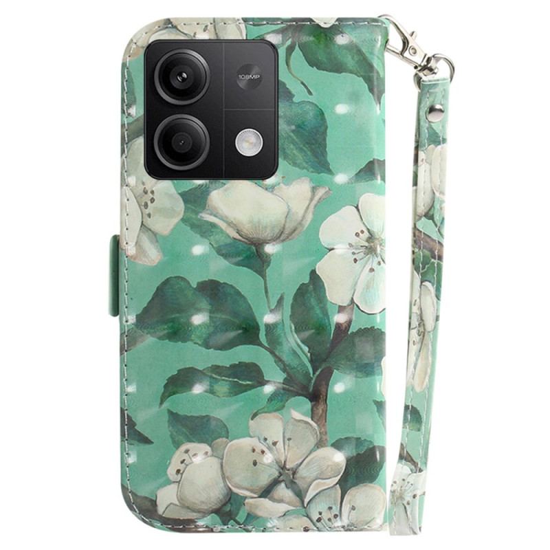 Etui Folio Do Xiaomi Redmi Note 13 5g Akwarela Kwiaty Z Paskiem