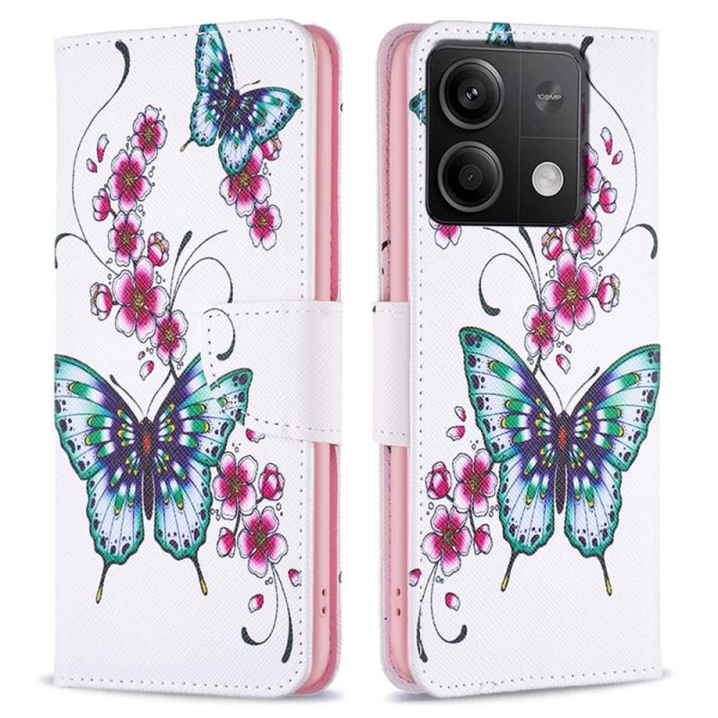 Etui Folio Do Xiaomi Redmi Note 13 5g Kwitnąca Brzoskwinia I Motyle