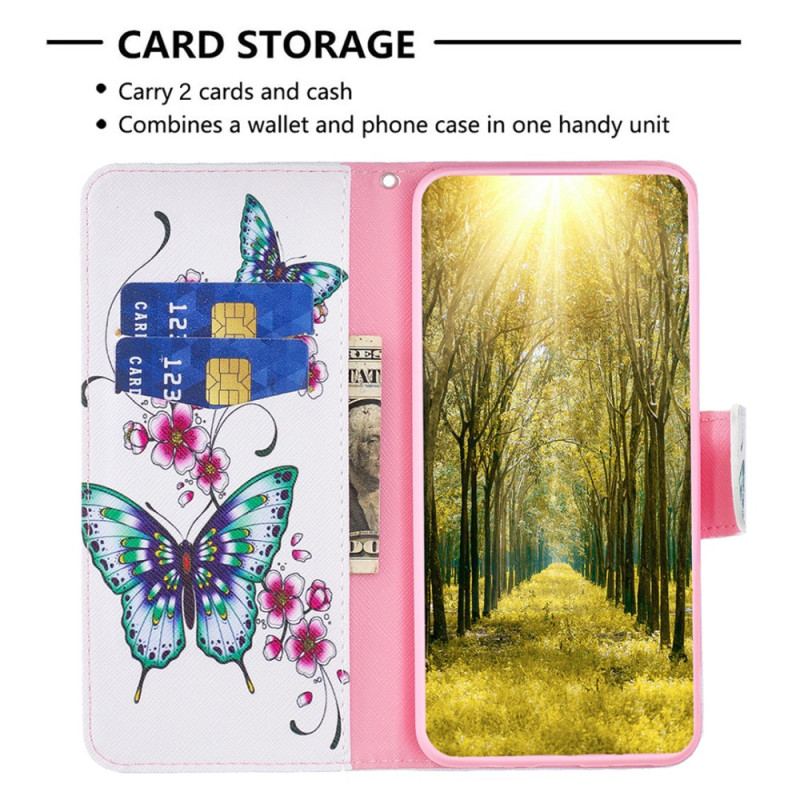 Etui Folio Do Xiaomi Redmi Note 13 5g Kwitnąca Brzoskwinia I Motyle