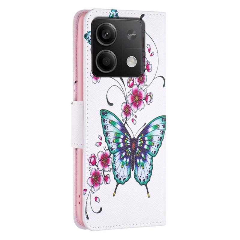 Etui Folio Do Xiaomi Redmi Note 13 5g Kwitnąca Brzoskwinia I Motyle