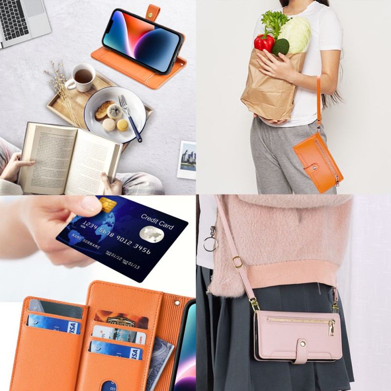 Etui Folio Do Xiaomi Redmi Note 13 5g Portfel Z Paskiem I Paskiem Na Ramię