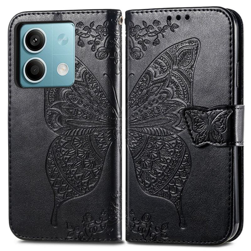 Etui Folio Xiaomi Redmi Note 13 5g Barokowy Motyl Z Paskiem Etui Ochronne