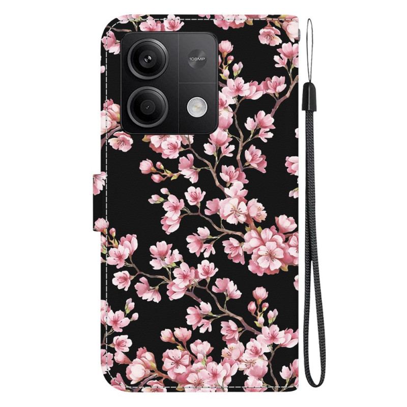 Etui Folio Xiaomi Redmi Note 13 5g Kwiaty Śliwy Z Paskiem Etui Ochronne
