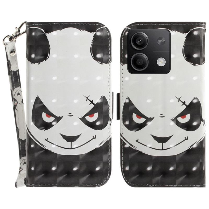 Etui Folio Xiaomi Redmi Note 13 5g Wściekła Panda Z Paskiem Etui Ochronne