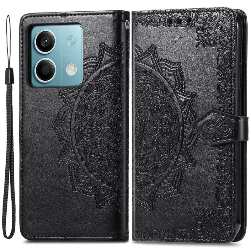 Skórzany Futerał Xiaomi Redmi Note 13 5g Etui Na Telefon Barokowa Mandala Z Paskiem