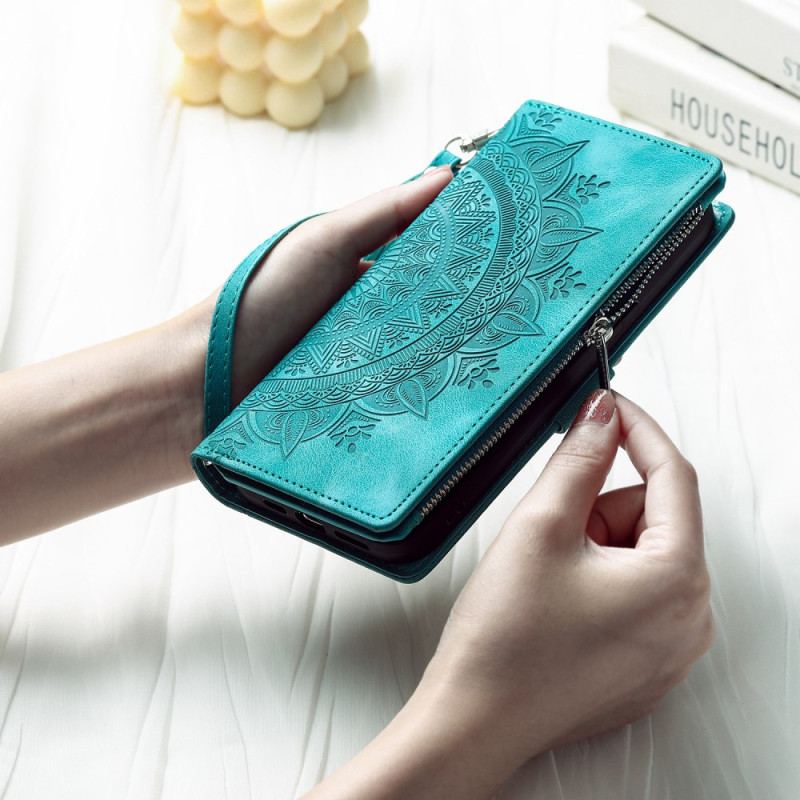 Skórzany Futerał Xiaomi Redmi Note 13 5g Etui Na Telefon Portfel Z Efektem Skóry Mandali I Paskiem