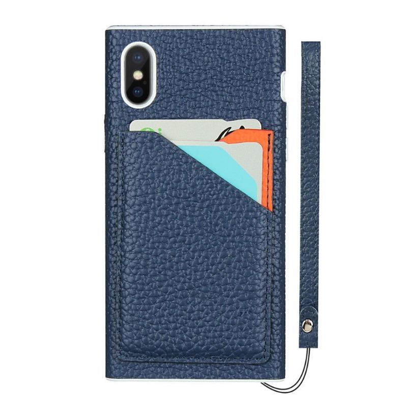 Etui do iPhone XS Max Skórzany Uchwyt Na Karty Ze Smyczą
