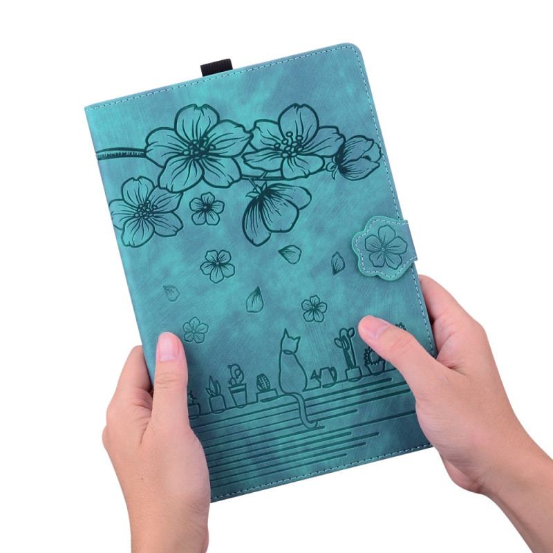 Etui Folio Do Samsung Galaxy Tab S9 Plus Wzór Kota I Kwiatów