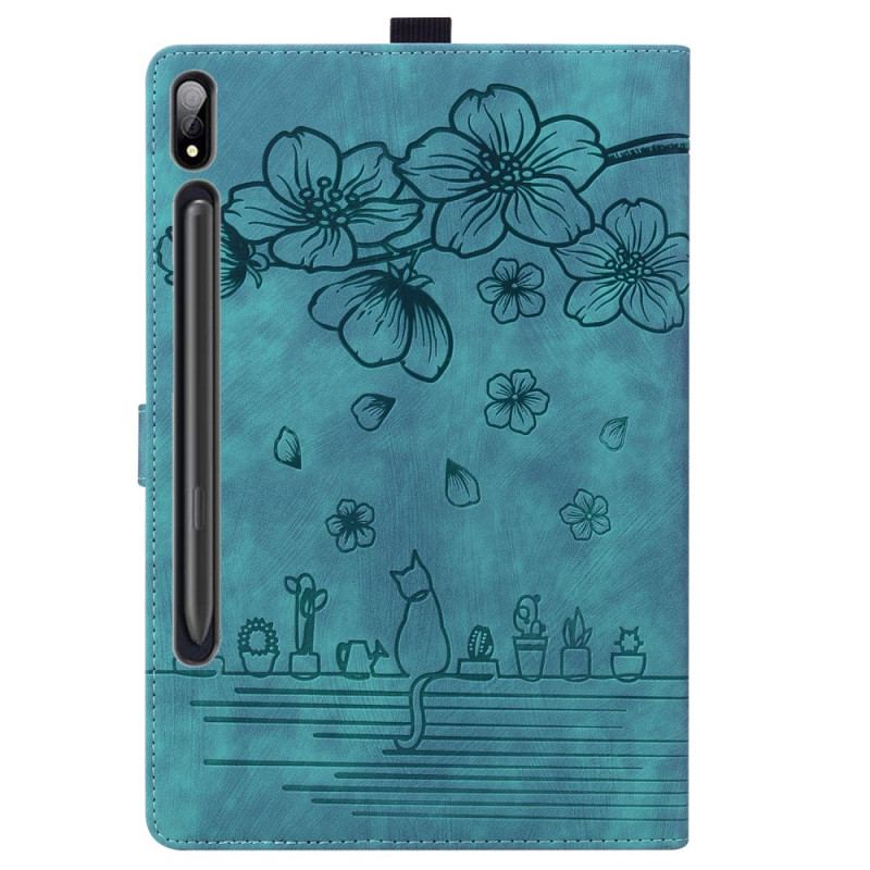 Etui Folio Do Samsung Galaxy Tab S9 Plus Wzór Kota I Kwiatów