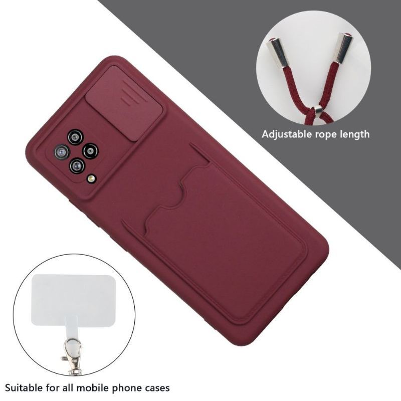 Etui do Samsung Galaxy A42 5G Anti-fall Osłona Kamery Z Uchwytem Na Kartę I Smyczą