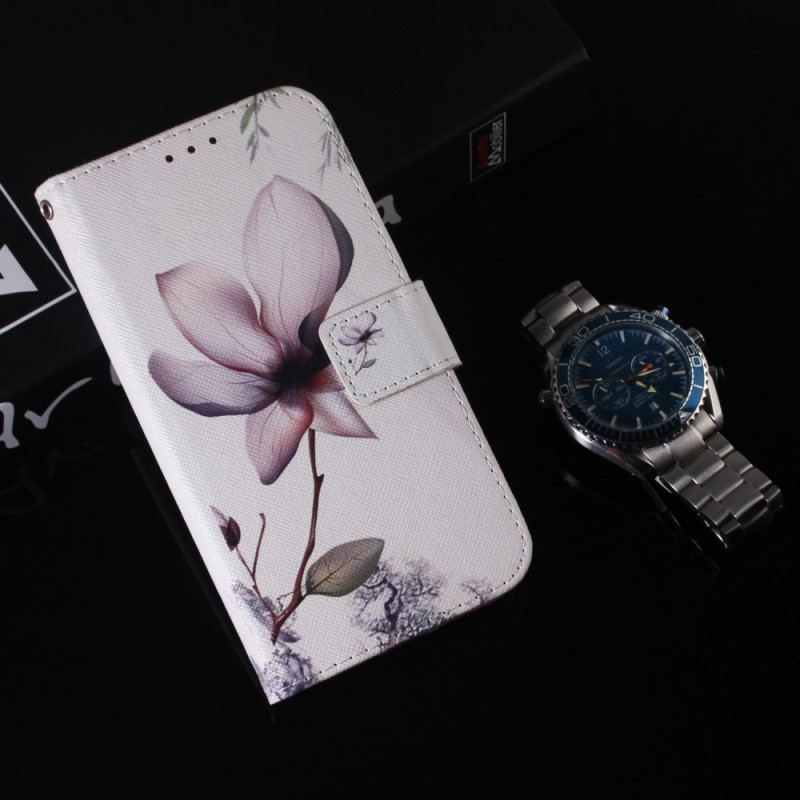 Etui Folio Do Google Pixel 8 Pro Różowy Kwiat