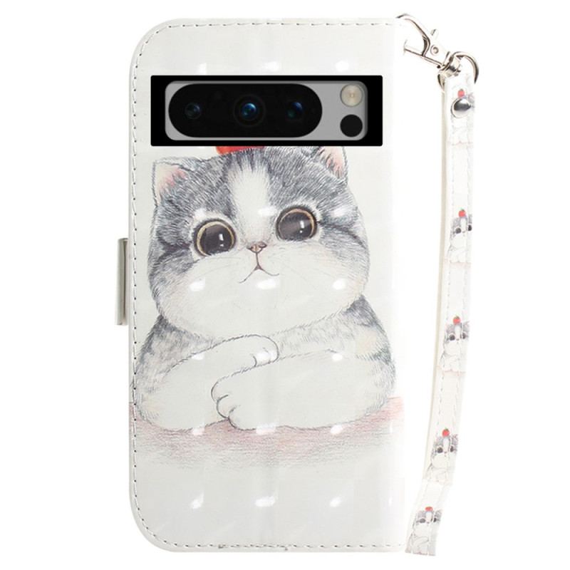 Etui Folio Google Pixel 8 Pro Graficzny Kot Ze Smyczą Etui Ochronne