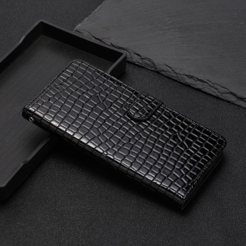 Etui Folio Google Pixel 8 Pro Styl Krokodyla Z Paskiem