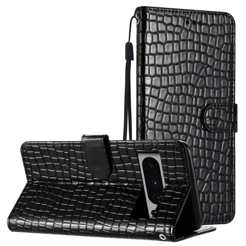 Etui Folio Google Pixel 8 Pro Styl Krokodyla Z Paskiem