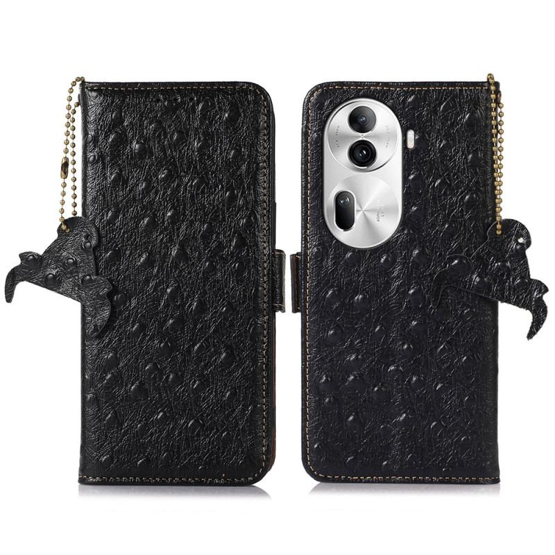 Etui Folio Do Oppo Reno 11 Pro 5g Blokowanie Rfid Z Prawdziwej Skóry Teksturowanej