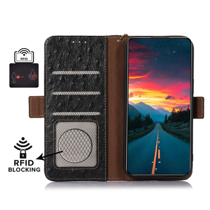 Etui Folio Do Oppo Reno 11 Pro 5g Blokowanie Rfid Z Prawdziwej Skóry Teksturowanej