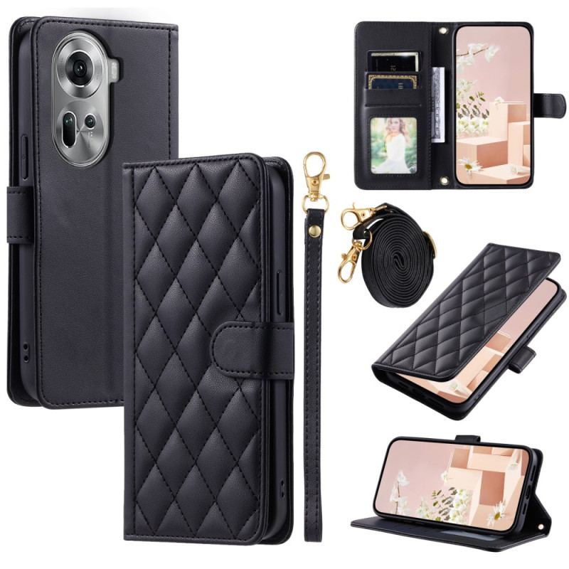 Etui Folio Do Oppo Reno 11 Pro 5g Wyściełany Paskiem Na Ramię