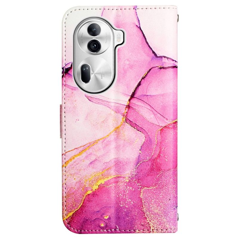 Etui Folio Do Oppo Reno 11 Pro 5g Wzór Marmurkowy Z Paskiem Na Ramię