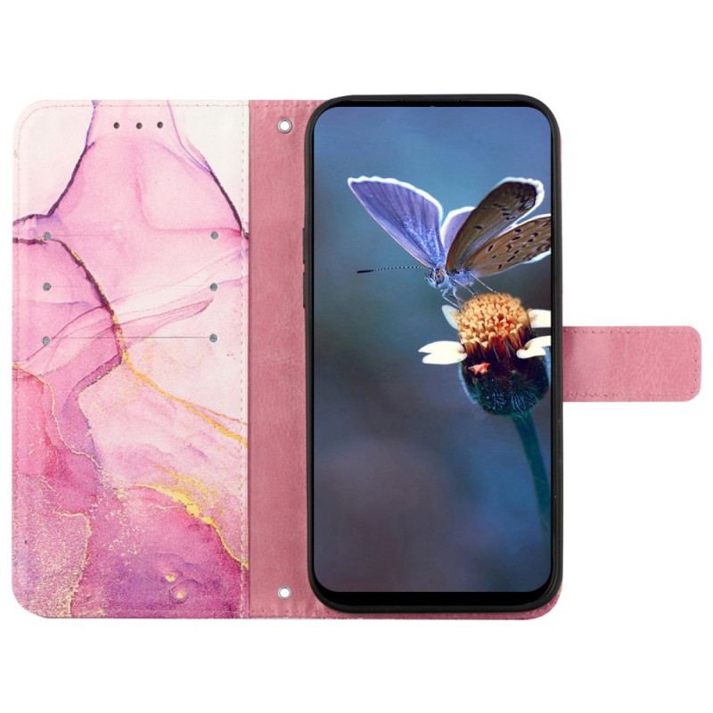 Etui Folio Do Oppo Reno 11 Pro 5g Wzór Marmurkowy Z Paskiem Na Ramię