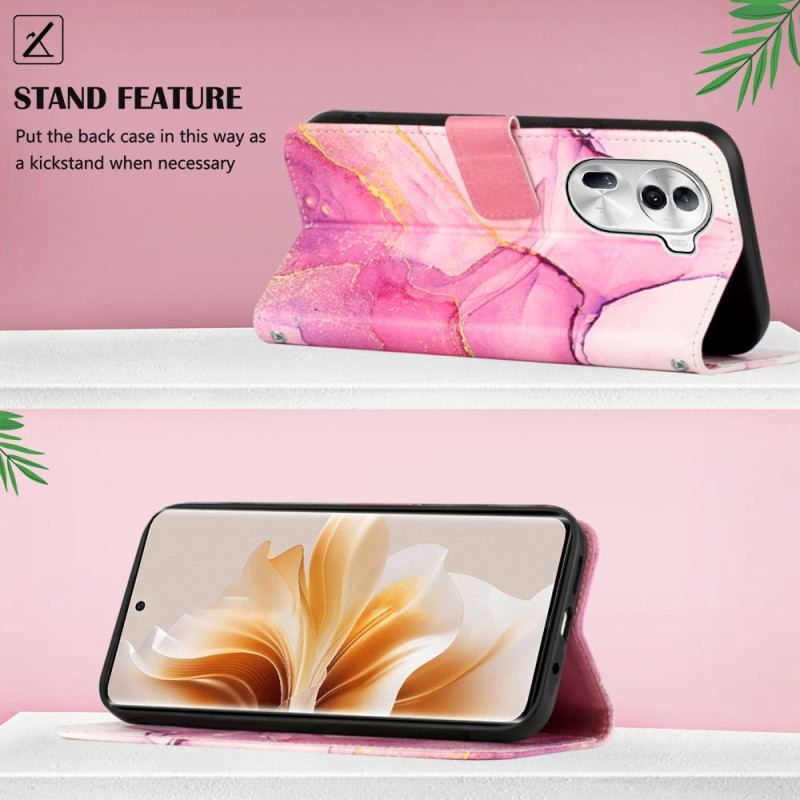 Etui Folio Do Oppo Reno 11 Pro 5g Wzór Marmurkowy Z Paskiem Na Ramię