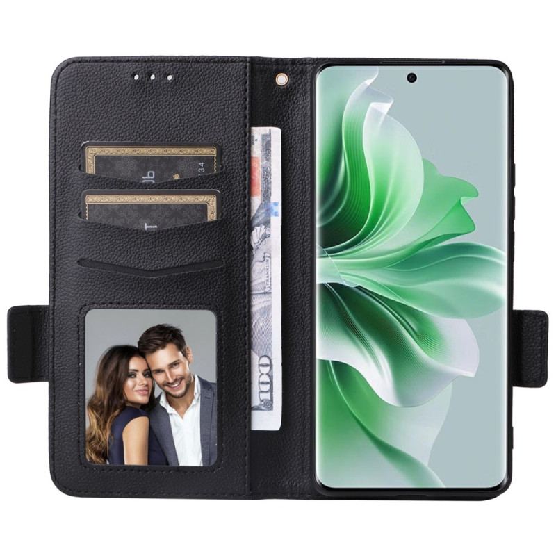 Skórzany Futerał Oppo Reno 11 Pro 5g Etui Na Telefon Tekstura Liczi Z Paskiem