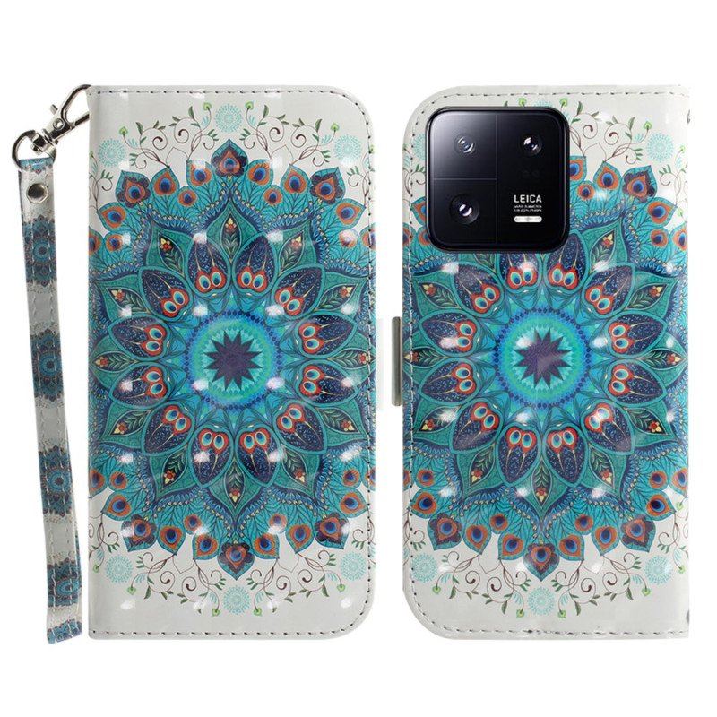 Skórzany Futerał do Xiaomi 13 Pro z Łańcuch Paskowata Mandala