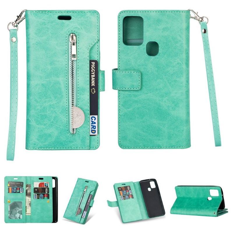 Etui Folio do Samsung Galaxy A21s z Łańcuch Faux Skórzane Etui Na Karty