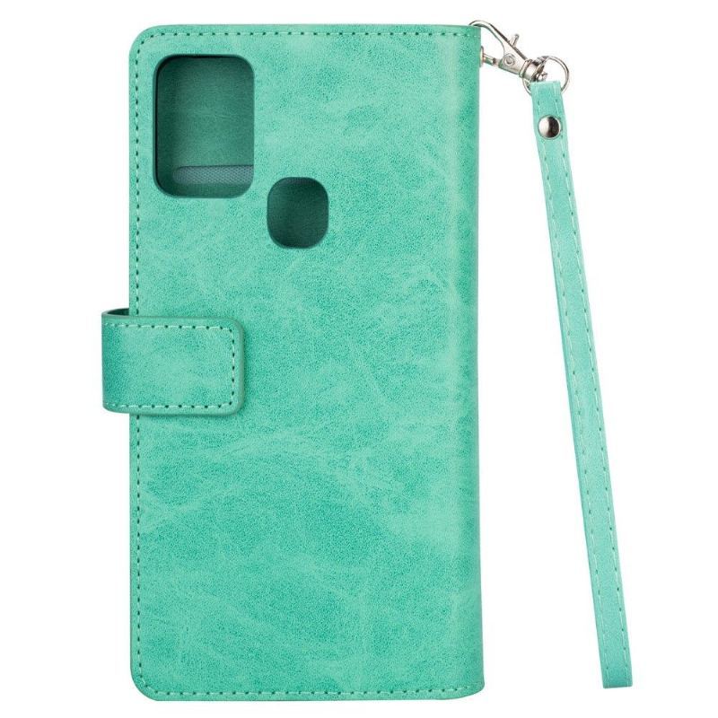 Etui Folio do Samsung Galaxy A21s z Łańcuch Faux Skórzane Etui Na Karty