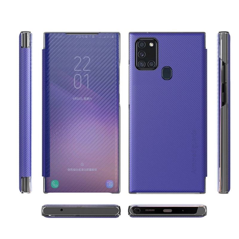 Etui Na Telefon do Samsung Galaxy A21s Etui Folio Włókno Węglowe