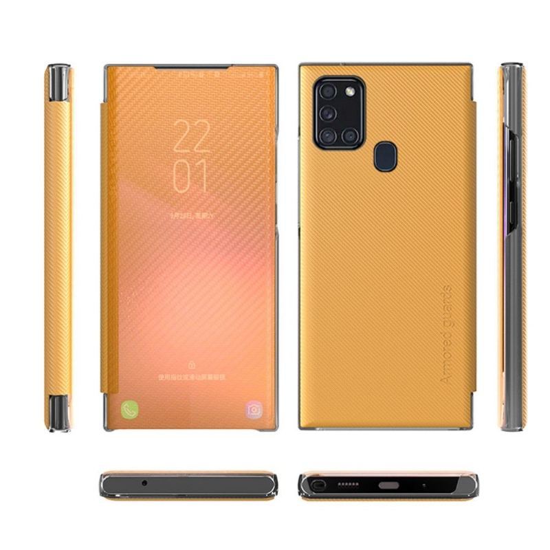 Etui Na Telefon do Samsung Galaxy A21s Etui Folio Włókno Węglowe
