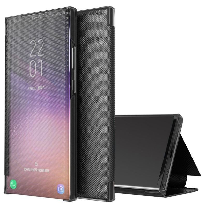 Etui Na Telefon do Samsung Galaxy A21s Etui Folio Włókno Węglowe
