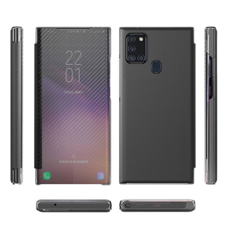 Etui Na Telefon do Samsung Galaxy A21s Etui Folio Włókno Węglowe