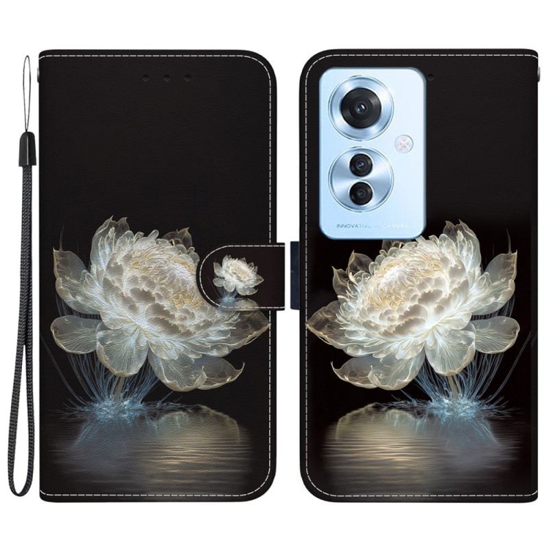 Etui Folio Do Oppo Reno 11f 5g Kryształowa Piwonia Z Paskiem