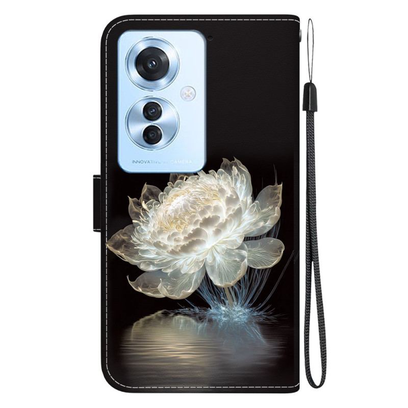 Etui Folio Do Oppo Reno 11f 5g Kryształowa Piwonia Z Paskiem