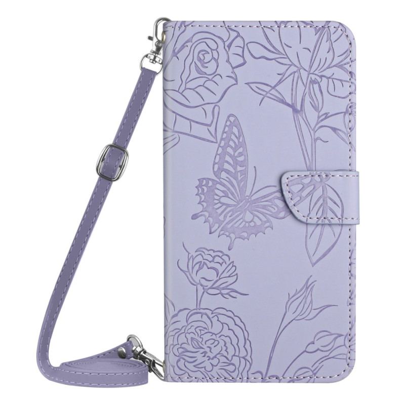 Etui Folio Do Oppo Reno 11f 5g Nadruk W Kształcie Motyla Z Paskiem Na Ramię