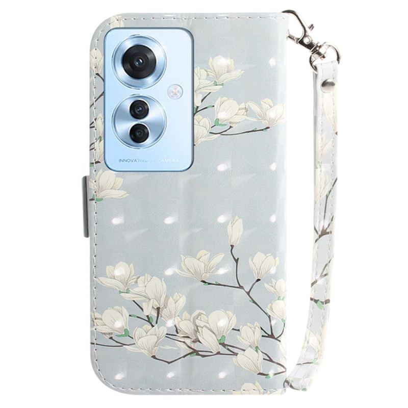 Etui Folio Oppo Reno 11f 5g Magnolie W Paski Etui Ochronne
