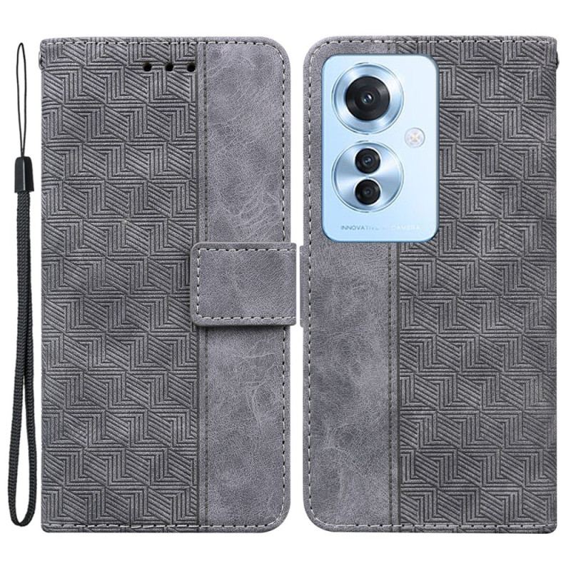 Etui Folio Oppo Reno 11f 5g Tkany Wzór Na Ramiączkach Etui Ochronne