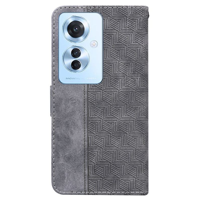 Etui Folio Oppo Reno 11f 5g Tkany Wzór Na Ramiączkach Etui Ochronne