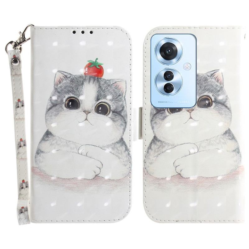 Pokrowce Oppo Reno 11f 5g Słodki Kot Z Paskiem