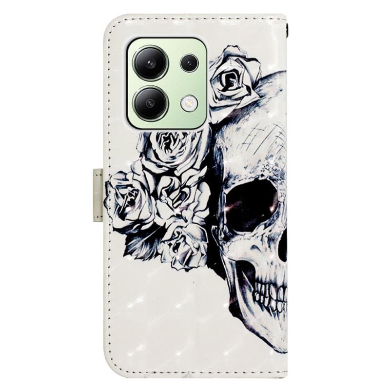 Etui Folio Do Xiaomi Redmi Note 13 4g Kwiatowa CZaszka Z Paskiem