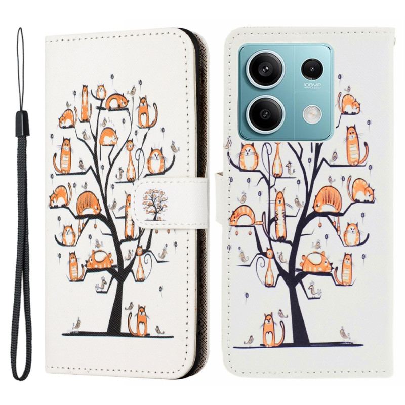 Etui Folio Xiaomi Redmi Note 13 4g Koty I Drzewo Ze Smyczą Etui Ochronne