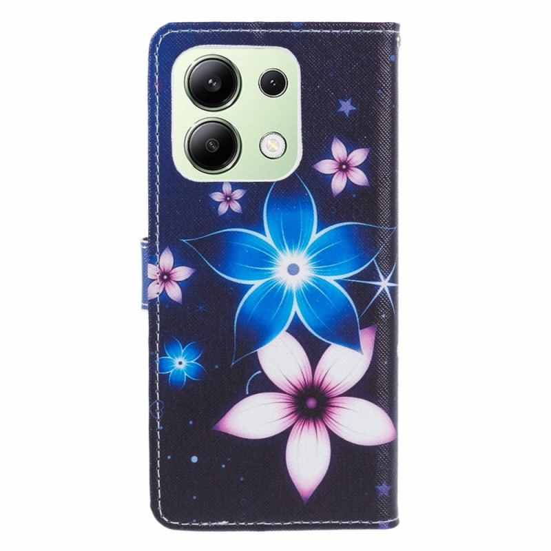 Etui Folio Xiaomi Redmi Note 13 4g Księżycowe Kwiaty Z Paskiem