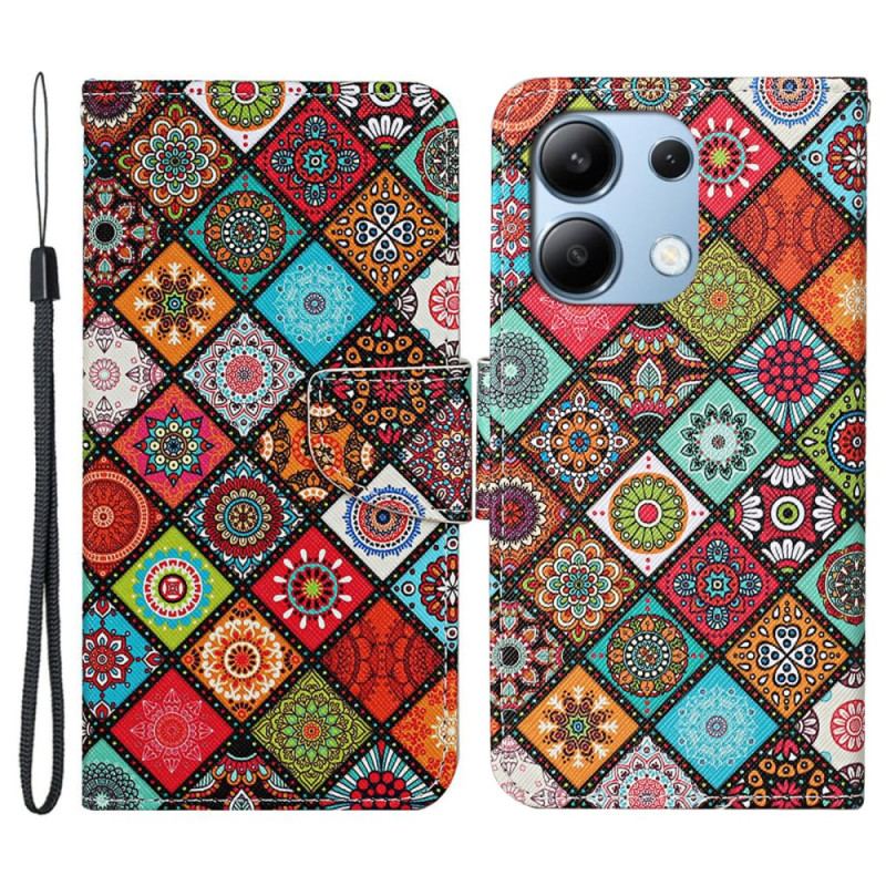Etui Folio Xiaomi Redmi Note 13 4g Styl Etniczny Z Paskiem Etui Ochronne