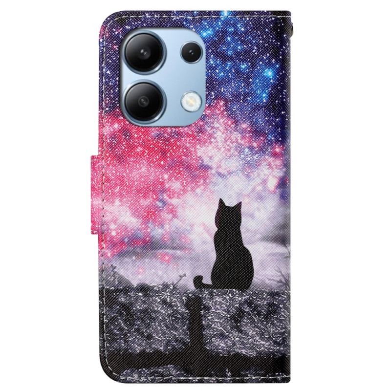 Skórzany Futerał Xiaomi Redmi Note 13 4g Etui Na Telefon Gwiezdny Kot Z Paskiem