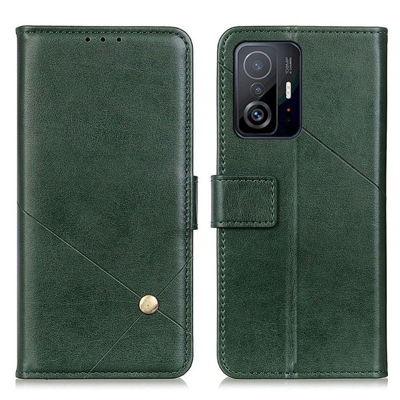 Etui Folio do Xiaomi 11T / 11T Pro Skórzany Futerał Klapa Ze Sztucznej Skóry Z Nitem