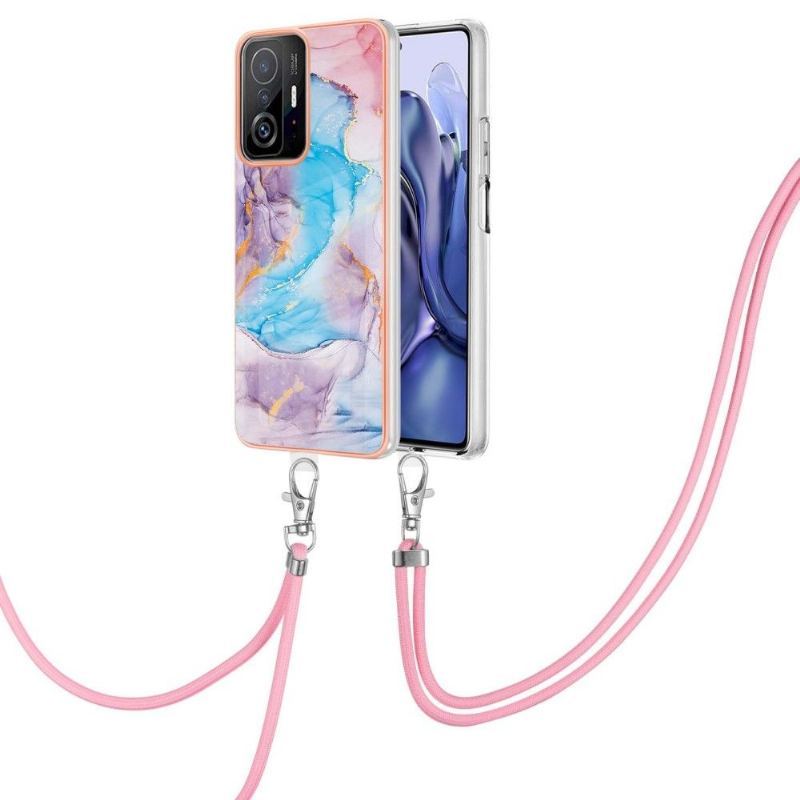 Futerały do Xiaomi 11T / 11T Pro ze Sznurkiem Niebieski Kolorowy Marmur