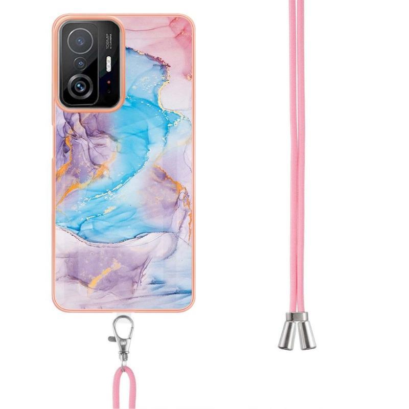 Futerały do Xiaomi 11T / 11T Pro ze Sznurkiem Niebieski Kolorowy Marmur