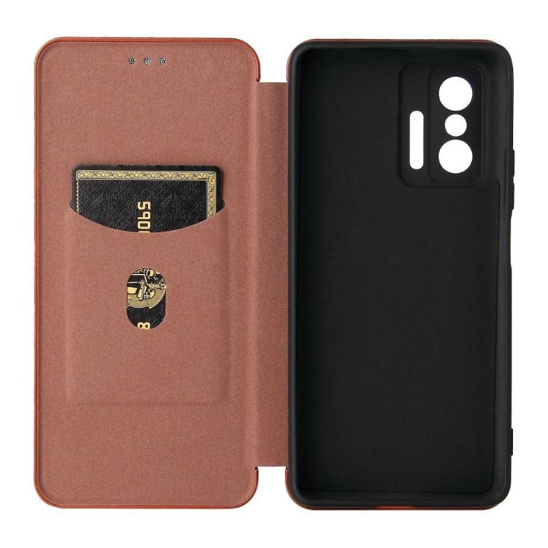 Skórzany Futerał do Xiaomi 11T / 11T Pro Skóra Ekologiczna Z Włókna Węglowego